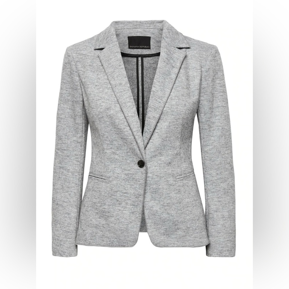Banana Republic 8 Gray Unstructured Wool Blend One Button Blazer Jacket